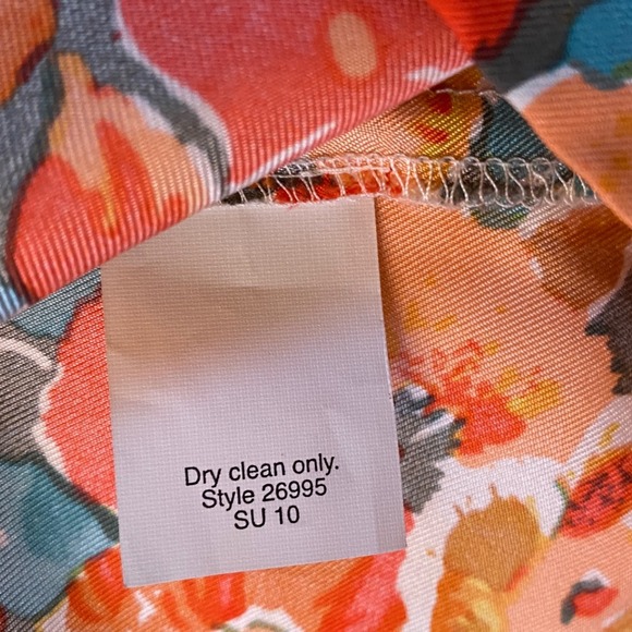 J. Crew Orange Floral Print Bow Tie Wrap Sleeveless 100% Silk Blouse‎ Size 0 EUC - Picture 6 of 8